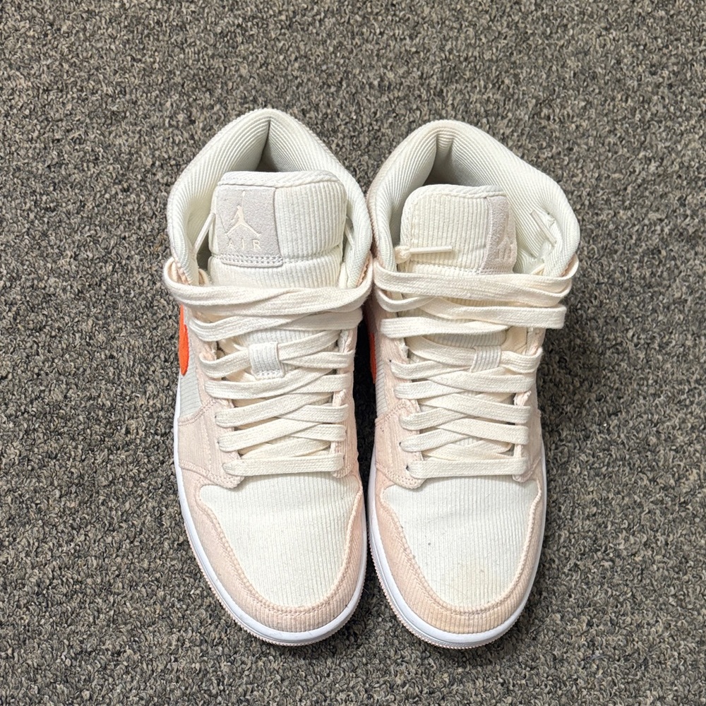 Air Jordan High-Top Sneakers in Cream and Orange